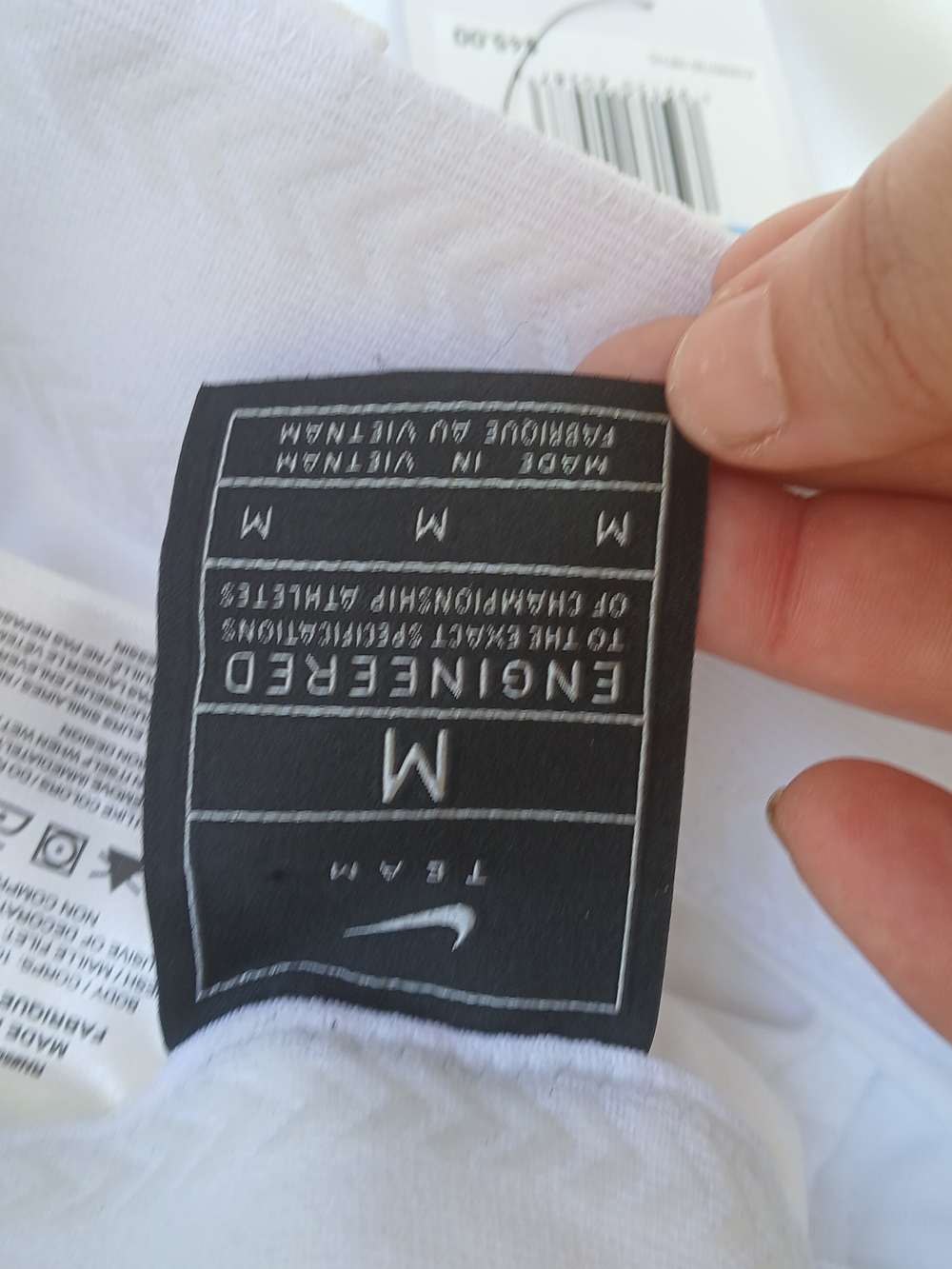 Nike White Athletic Pants with Black Swoosh and Stripe - Picture 2 of 4